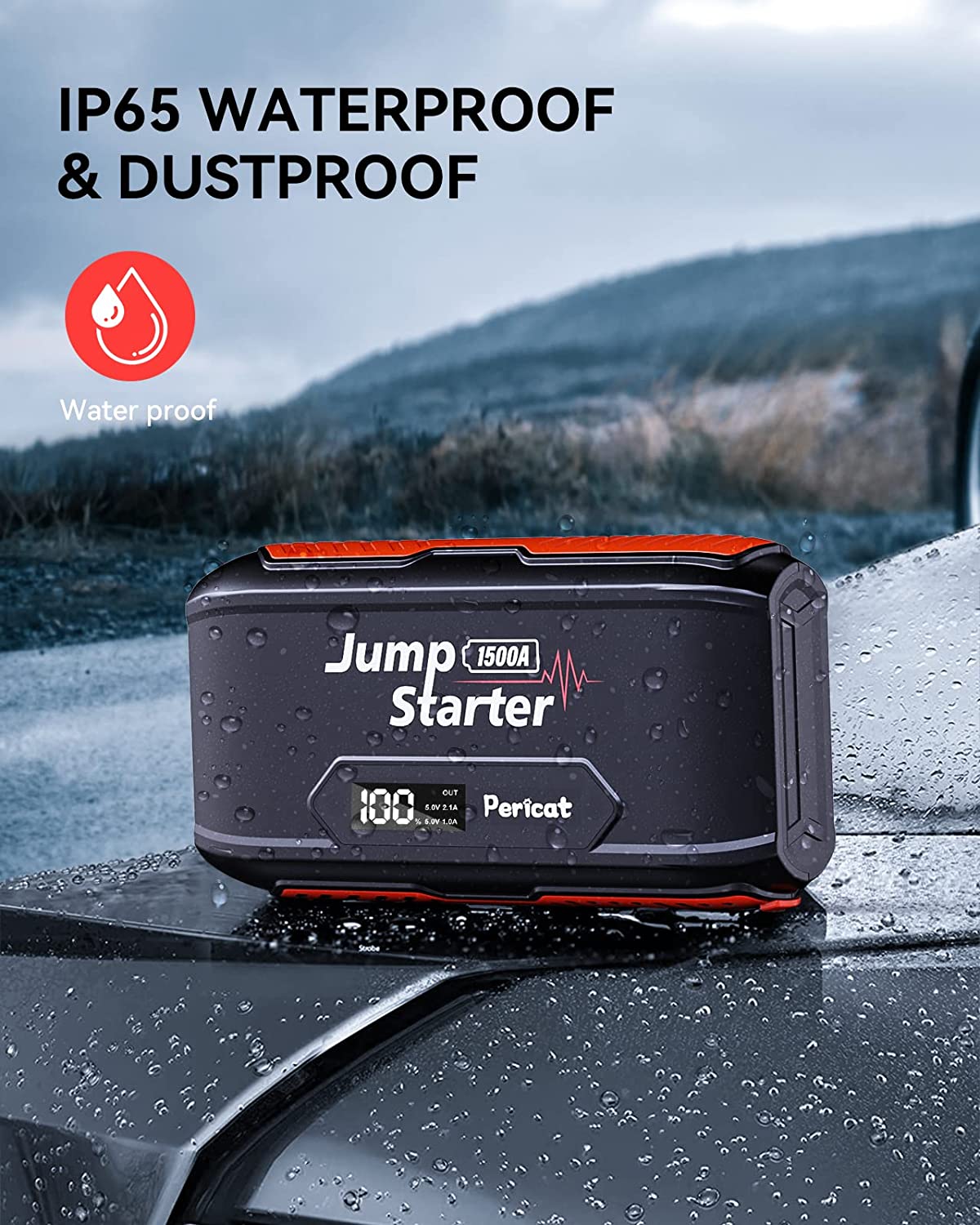 Pericat S400 Car Jump Starter,1500A Peak 18000mAh Portable Jump Starter Battery Pack