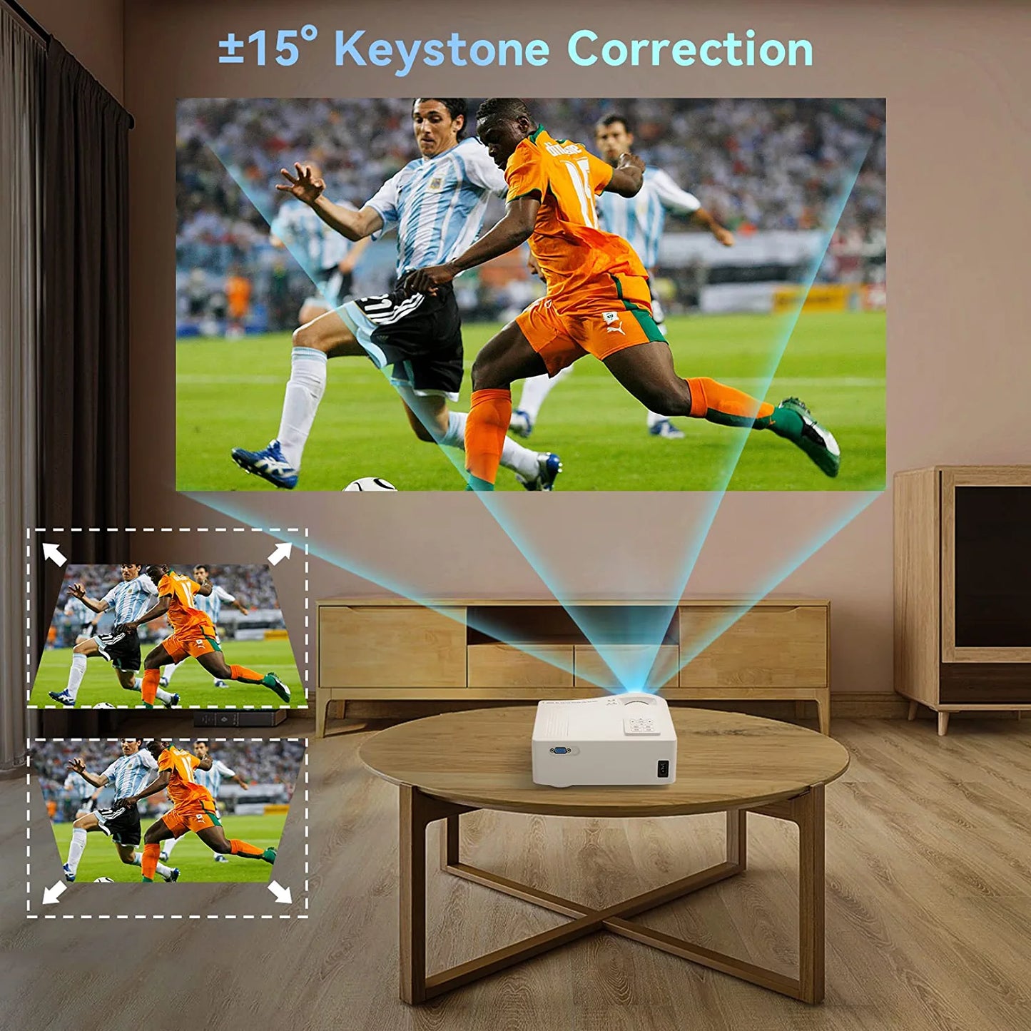 Pericat PT01 Native 1080P Outdoor Movie Projector with 350" Display