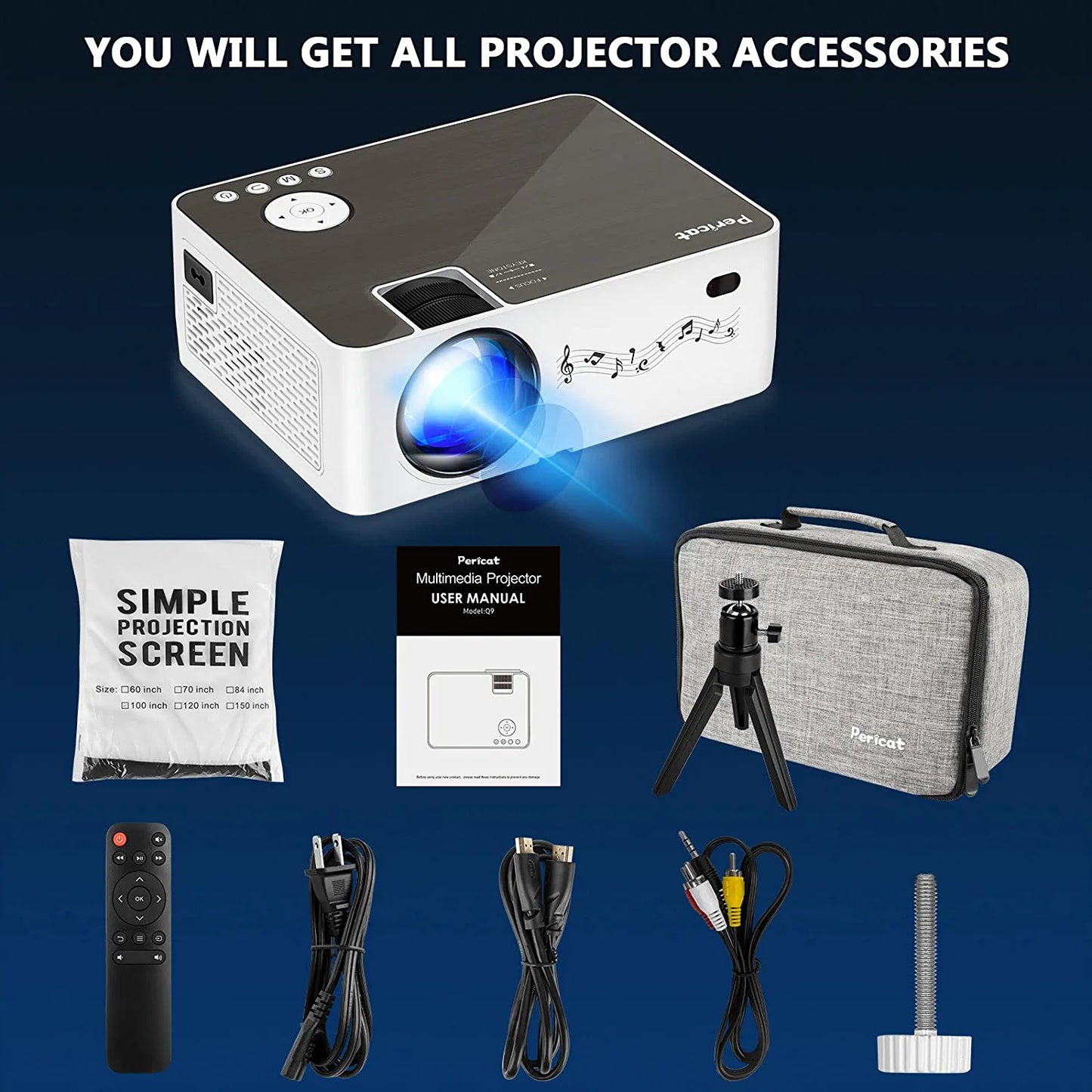 What will you get? | Pericat Q9 WIFI Projector
