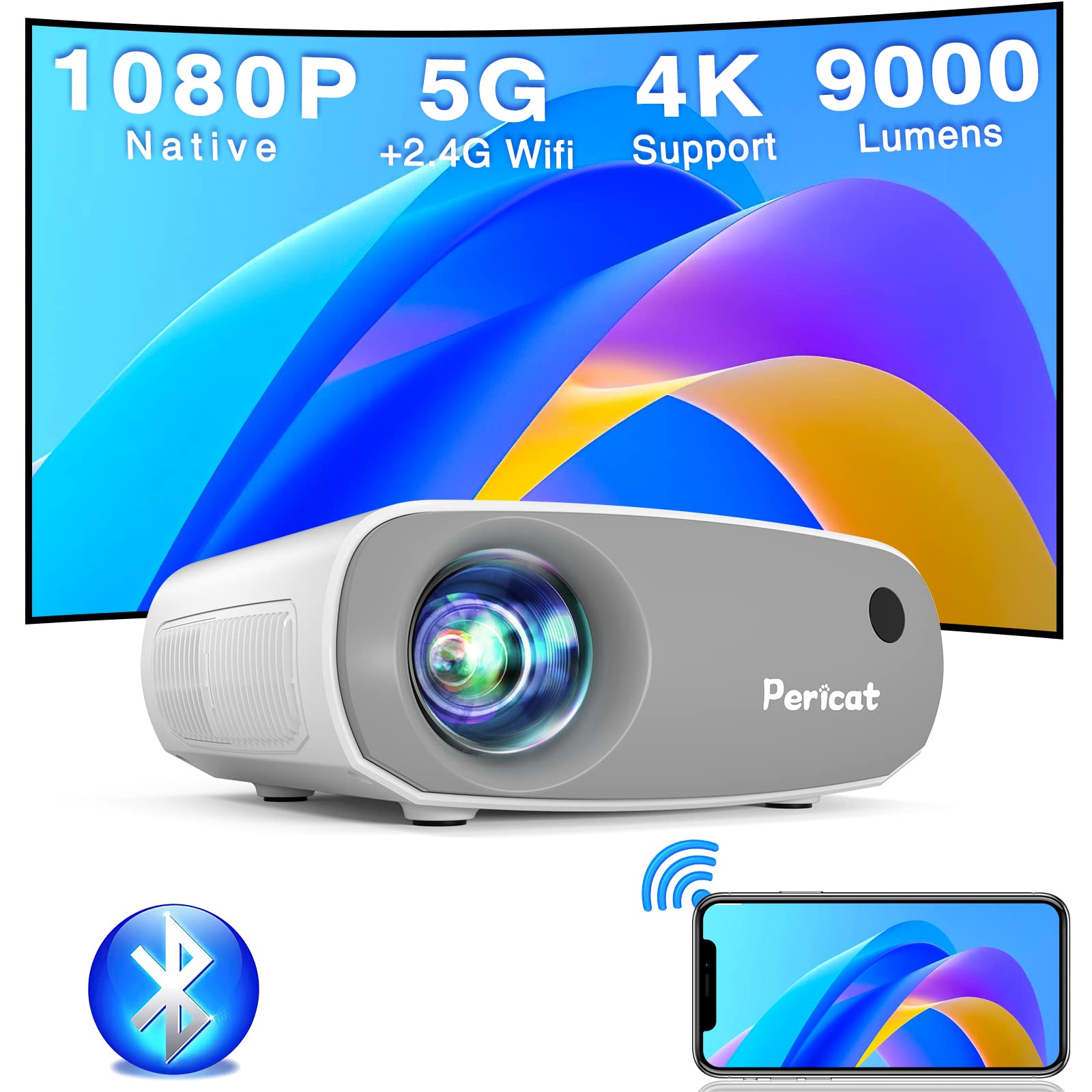 Mini Proyector DLP, Android TV WiFi Bluetooth, Full HD 1080P