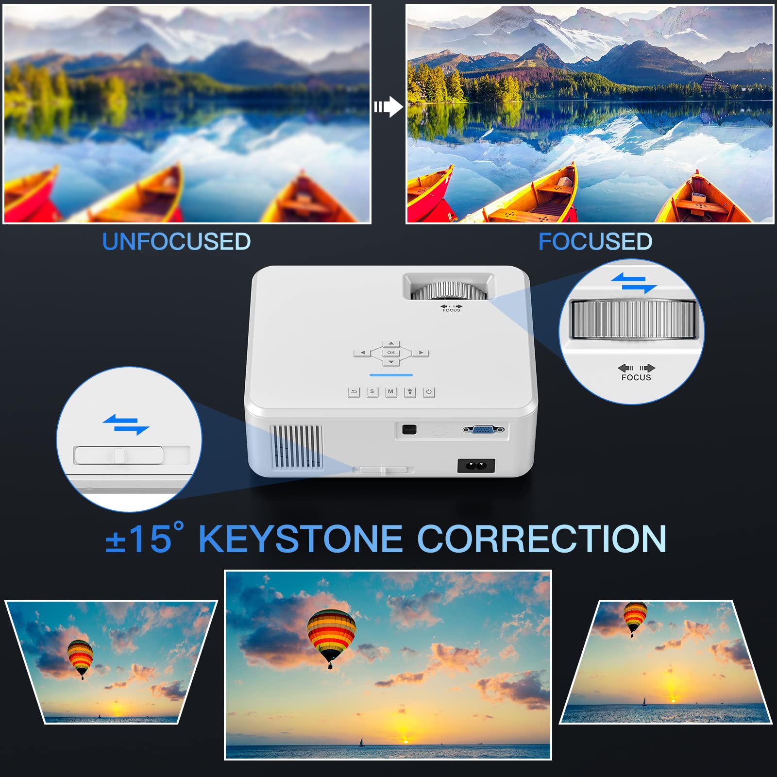 Pericat Proiettore WiFi 5G E Bluetooth, Nativo 1080P, 22000 Lumen, Schermo Fino A 350'', Home Theater Esterno, 2024